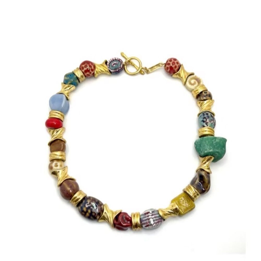 Boho stone beaded necklace N619 - Picture 2 of 5